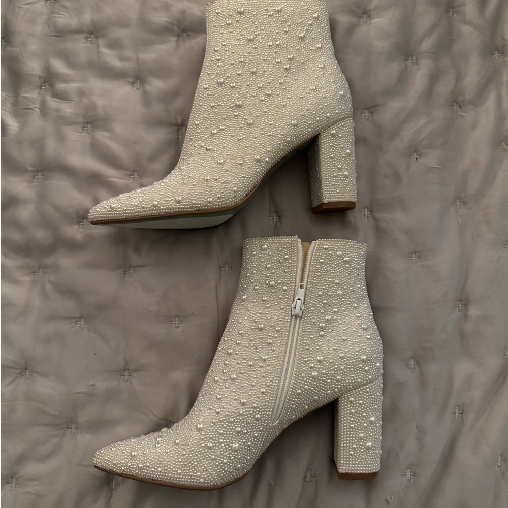Betsy Johnson Beaded Ankle Boots - never worn!